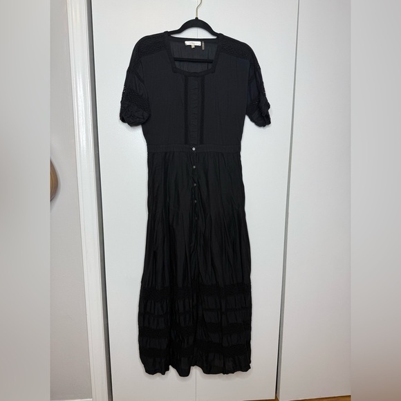Loveshackfancy Edie Dress in Black Lace and Cotton Medium - Picture 2 of 14